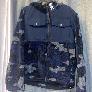 Michael Kors Jacket Full-Zip Navy Camo Sherpa Men’s Size Med